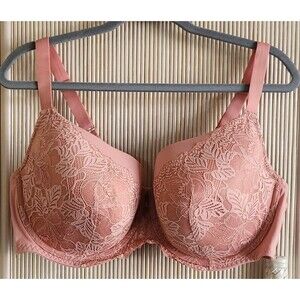Auden Bra 42DD Peachy Pink Lightly Lined Balconette Coverage Underwire EUC
